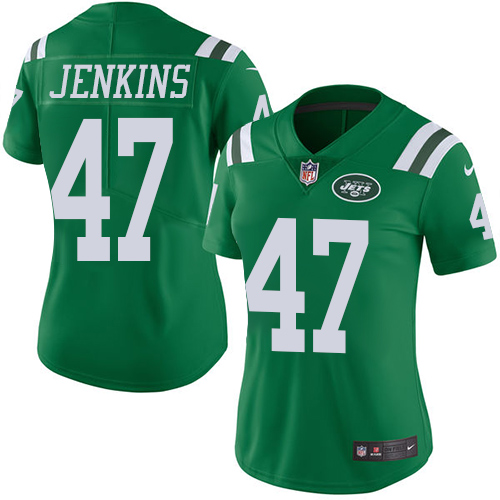 Nike Jets #47 Jordan Jenkins Green Women's Stitched NFL Limited Rush Jersey